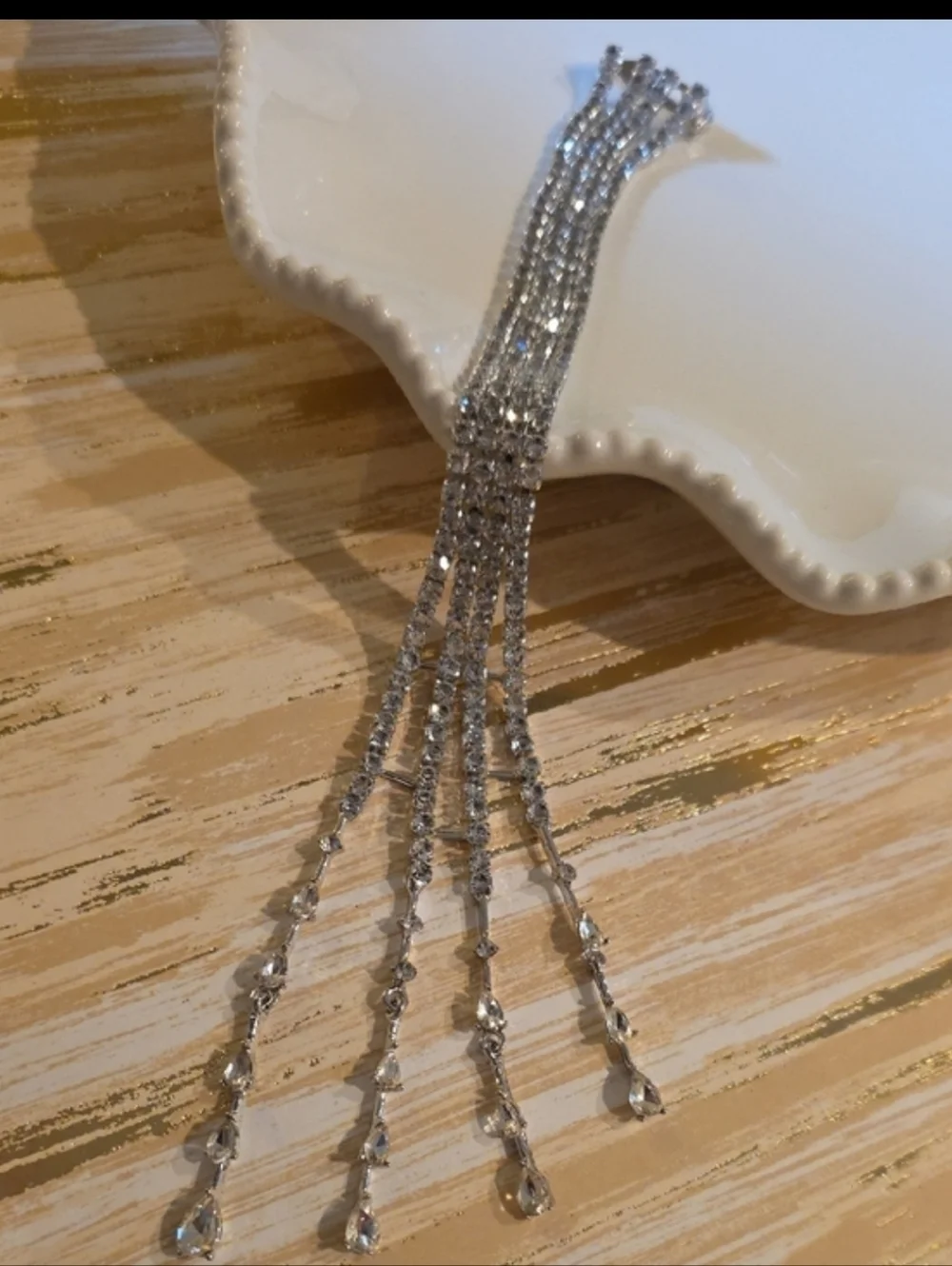 New! Crystal tassel shoulder brooch epaulette epaulet • NWOT #br3